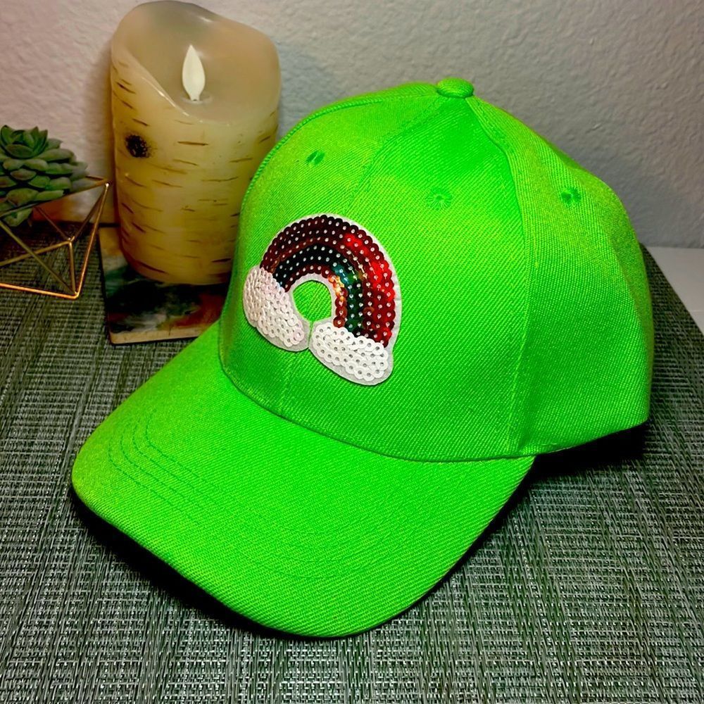 🌈 Bright Green Rainbow Baseball Cap 🌈